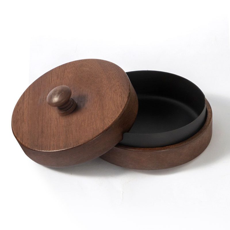 Title 11, Wooden Trendy Unique Black Walnut Ashtray With Lid