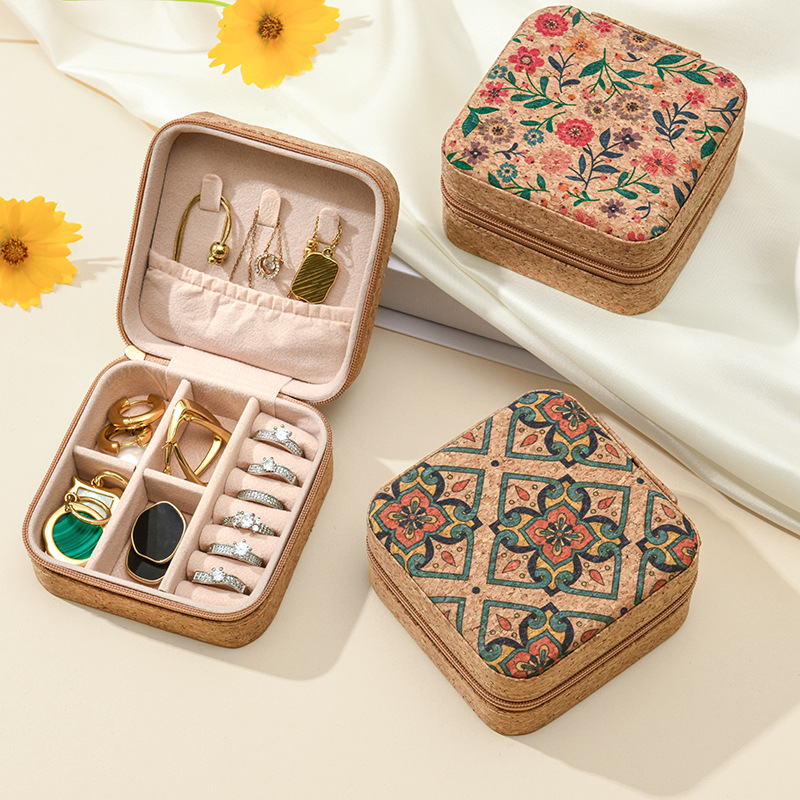 Title 4, Original Advanced Cork Jewelry Box Portable Tra...