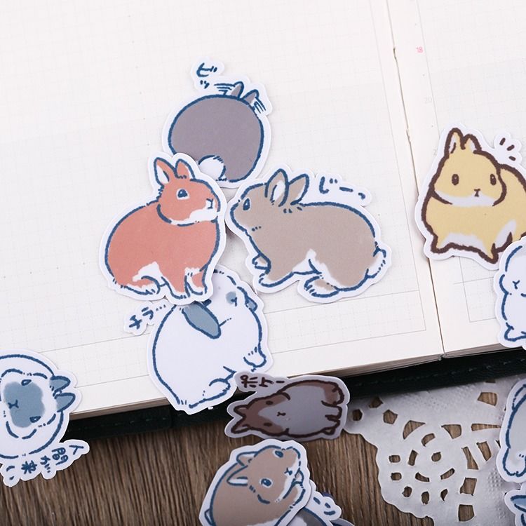 Realistic Rabbit Stickers | 39Pcs Cute Set