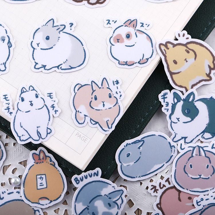 Realistic Rabbit Stickers | 39Pcs Cute Set