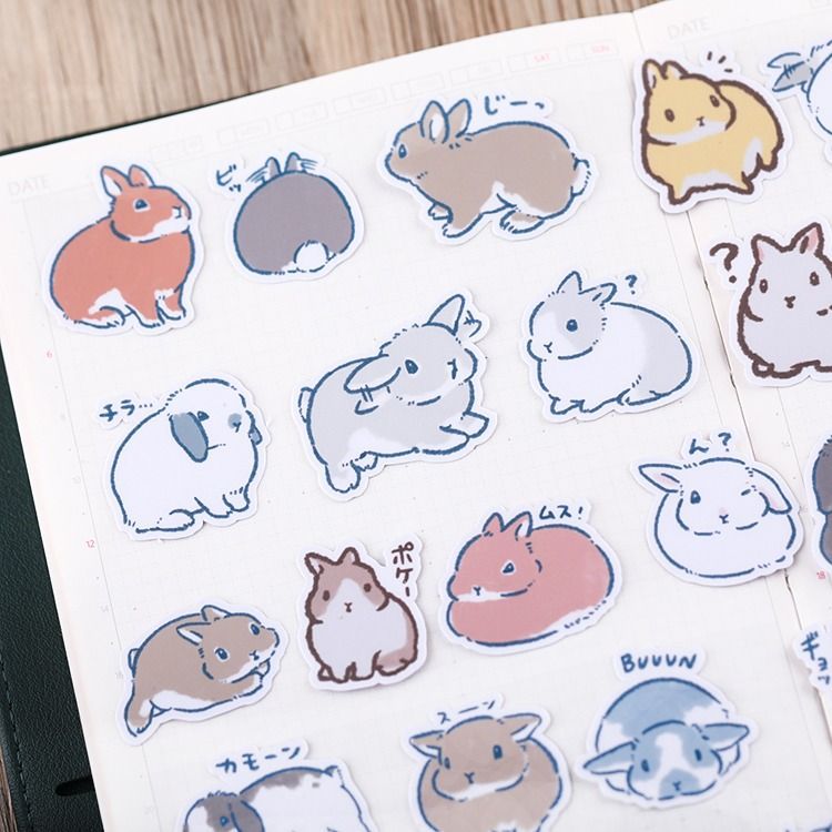 Realistic Rabbit Stickers | 39Pcs Cute Set