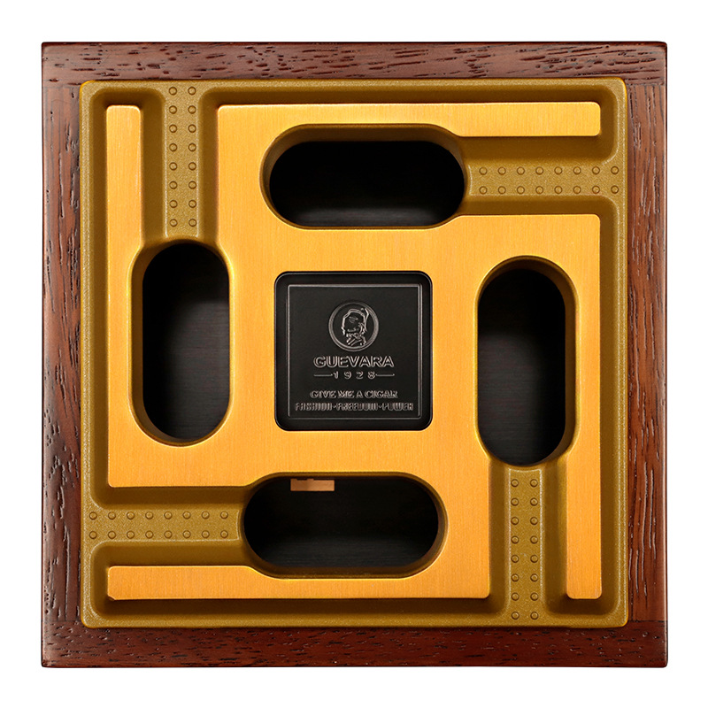 Title 5, Split Solid Wood Multi-slot Cover Cigar Ashtray