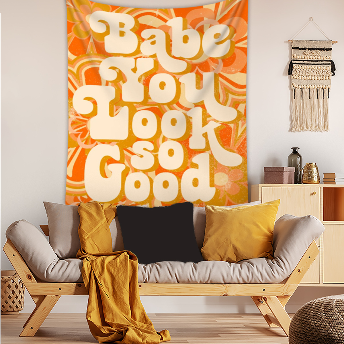 Title 6, Nordic Minimalist Style Tapestry English Letter...