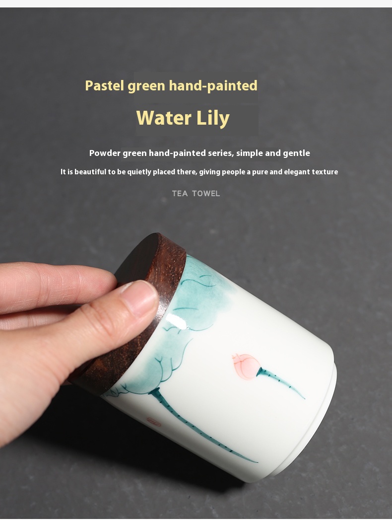 Title 3, Hand Painted Lotus Wooden Lid Sealed Tea Pot