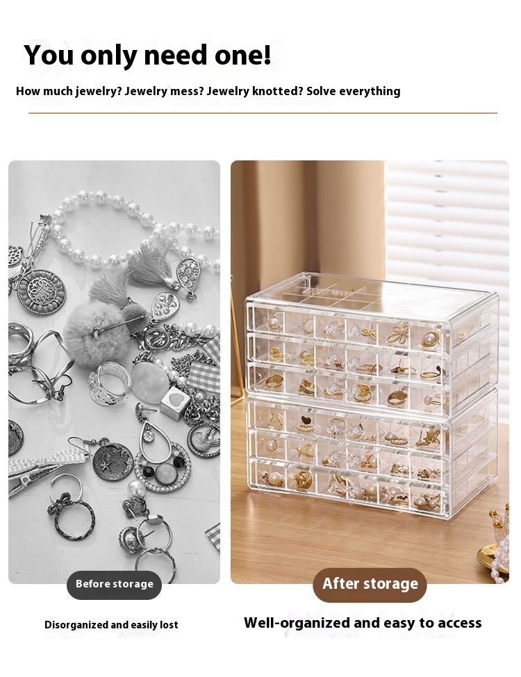 Title 1, Transparent Jewelry Storage Box Multi-layer Lar...