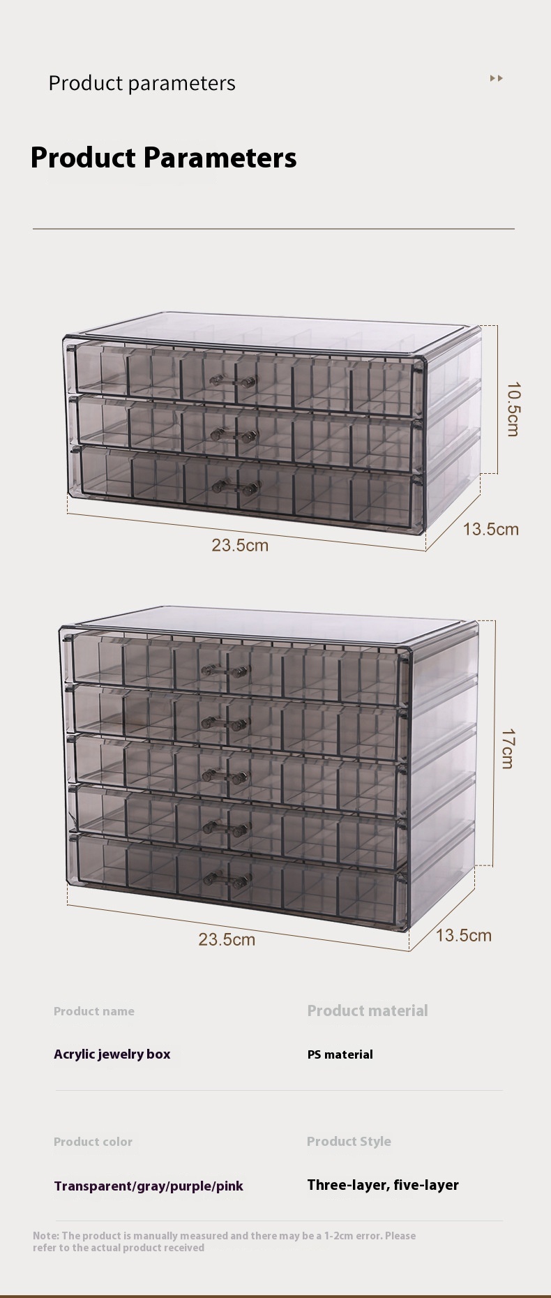 Title 6, Transparent Jewelry Storage Box Multi-layer Lar...