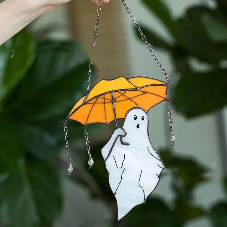 Title 1, Funny Halloween Ghost And Umbrella Ornaments