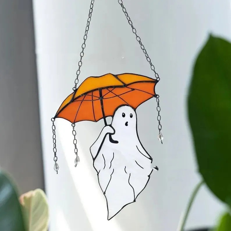 Title 2, Funny Halloween Ghost And Umbrella Ornaments