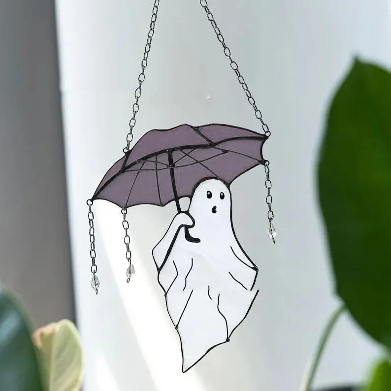 Title 5, Funny Halloween Ghost And Umbrella Ornaments