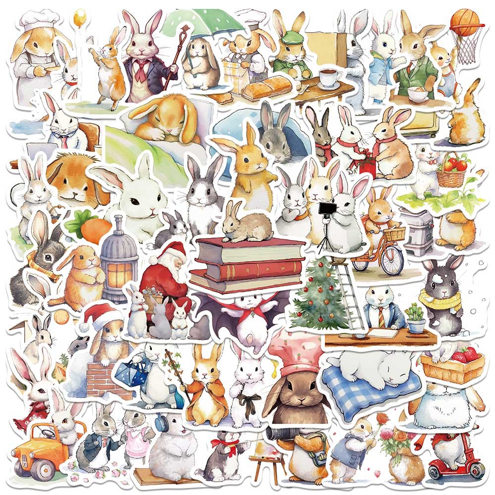 Large Bunnies Stickers 2-3" | Various Themes 50Pcs