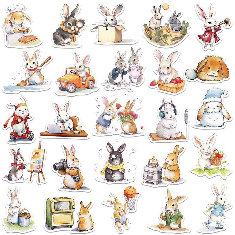 Large Bunnies Stickers 2-3" | Various Themes 50Pcs