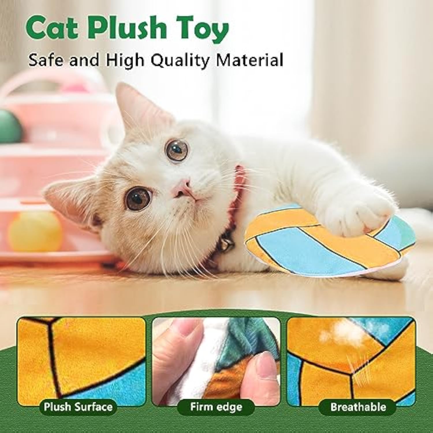 Catnip Toys For Indoor Cats Adult And Kitten Interactive Cat Flying Disc Toy Cat Plush Rubbing Toys With Cat Nips And Mylar Crinkle Sound Cat Chew Toy And Kitten Teething Toy