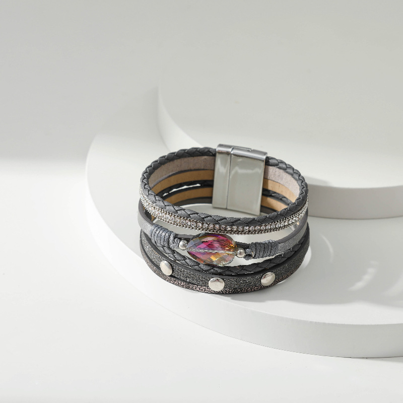 Title 3, Višeslojna kožna narukvica ručno pletena, kožni...