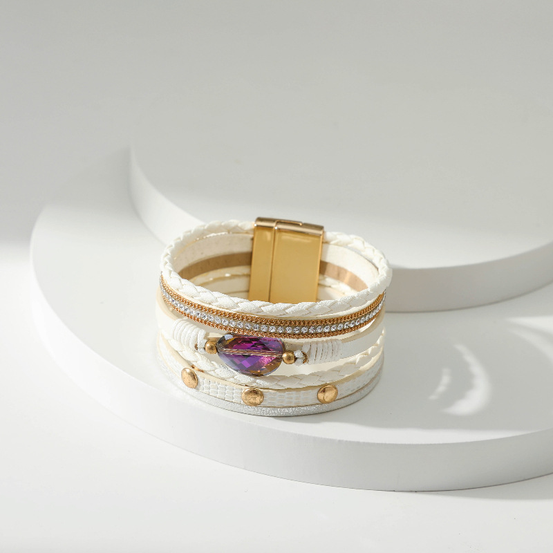 Title 6, Višeslojna kožna narukvica ručno pletena, kožni...