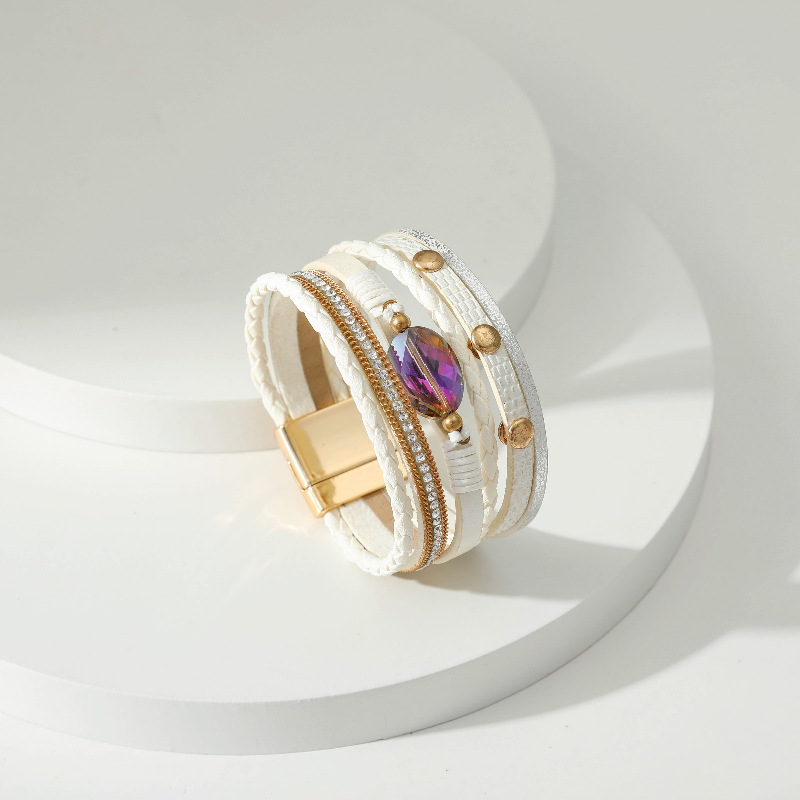 Title 7, Višeslojna kožna narukvica ručno pletena, kožni...