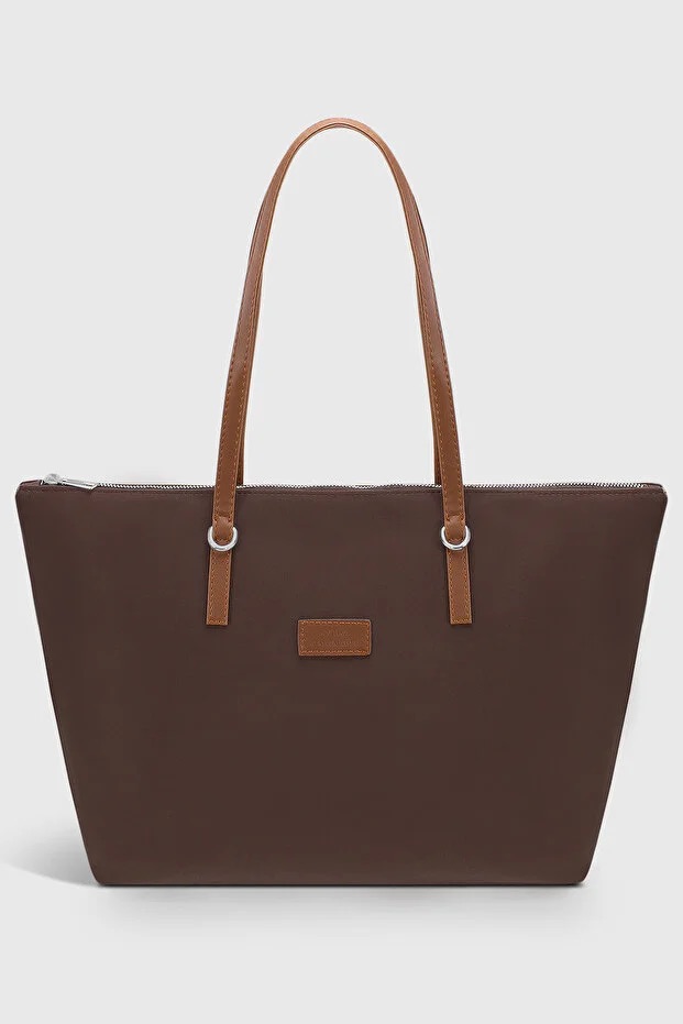 Brown Large Capacity Water Resistant Shopper Bag For Women
