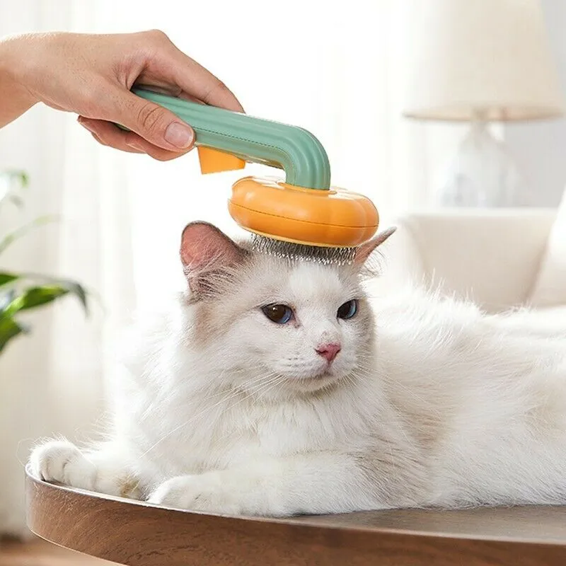 Pet Pumpkin Brush, Pet Grooming Self Cleaning Slicker Brush For Dogs Cats Puppy Rabbit, Cat Brush Grooming Gently Removes Loose Undercoat, Mats Tangled Hair Slicker Brush – image 2