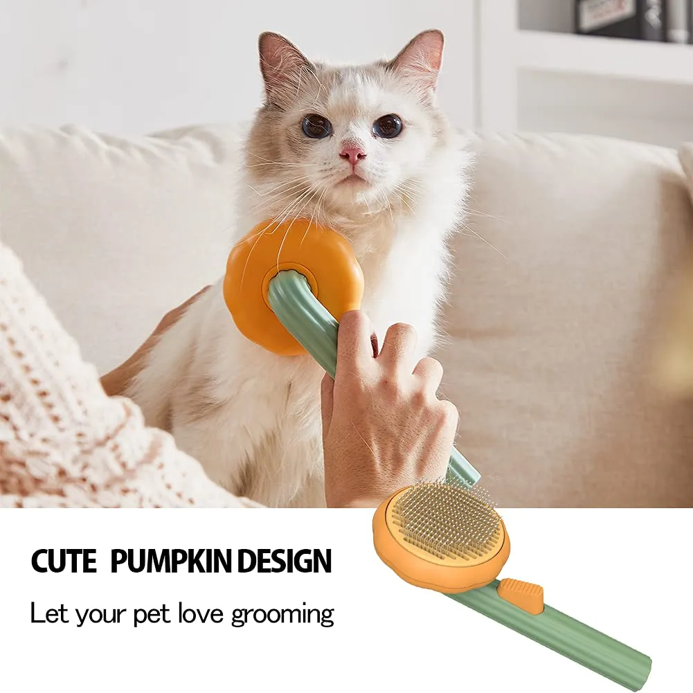 Pet Pumpkin Brush, Pet Grooming Self Cleaning Slicker Brush For Dogs Cats Puppy Rabbit, Cat Brush Grooming Gently Removes Loose Undercoat, Mats Tangled Hair Slicker Brush – image 3