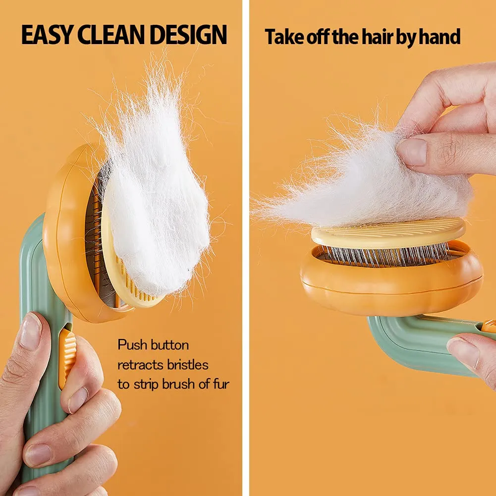 Pet Pumpkin Brush, Pet Grooming Self Cleaning Slicker Brush For Dogs Cats Puppy Rabbit, Cat Brush Grooming Gently Removes Loose Undercoat, Mats Tangled Hair Slicker Brush – image 5