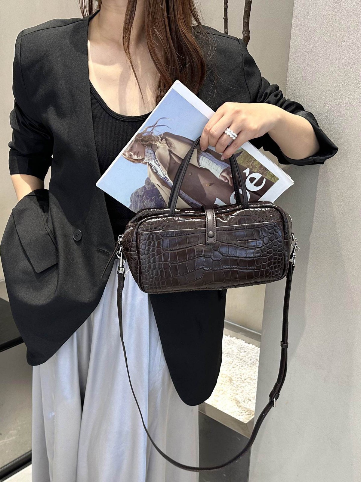 Cross-border Niche Design Crocodile-pattern Toast Bag, Luxury First-layer Cowhide, High-end Genuine Leather Women's Handbag 3