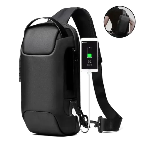 Men's Waterproof Oxford Multifunction Crossbody Bags Anti-theft Shoulder Messenger