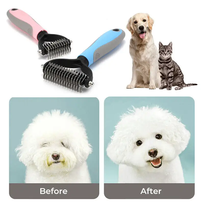 Grooming Brush for Pet Dog Cat Deshedding Tool Rake