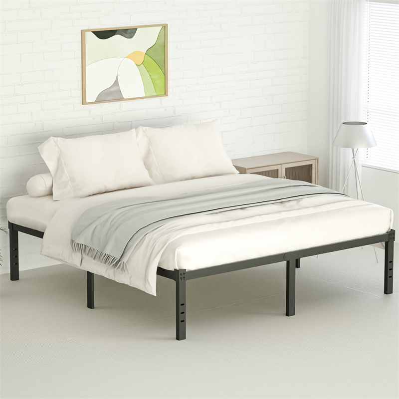 Title 9, Cadre de lit en fer classique avec rangement so...