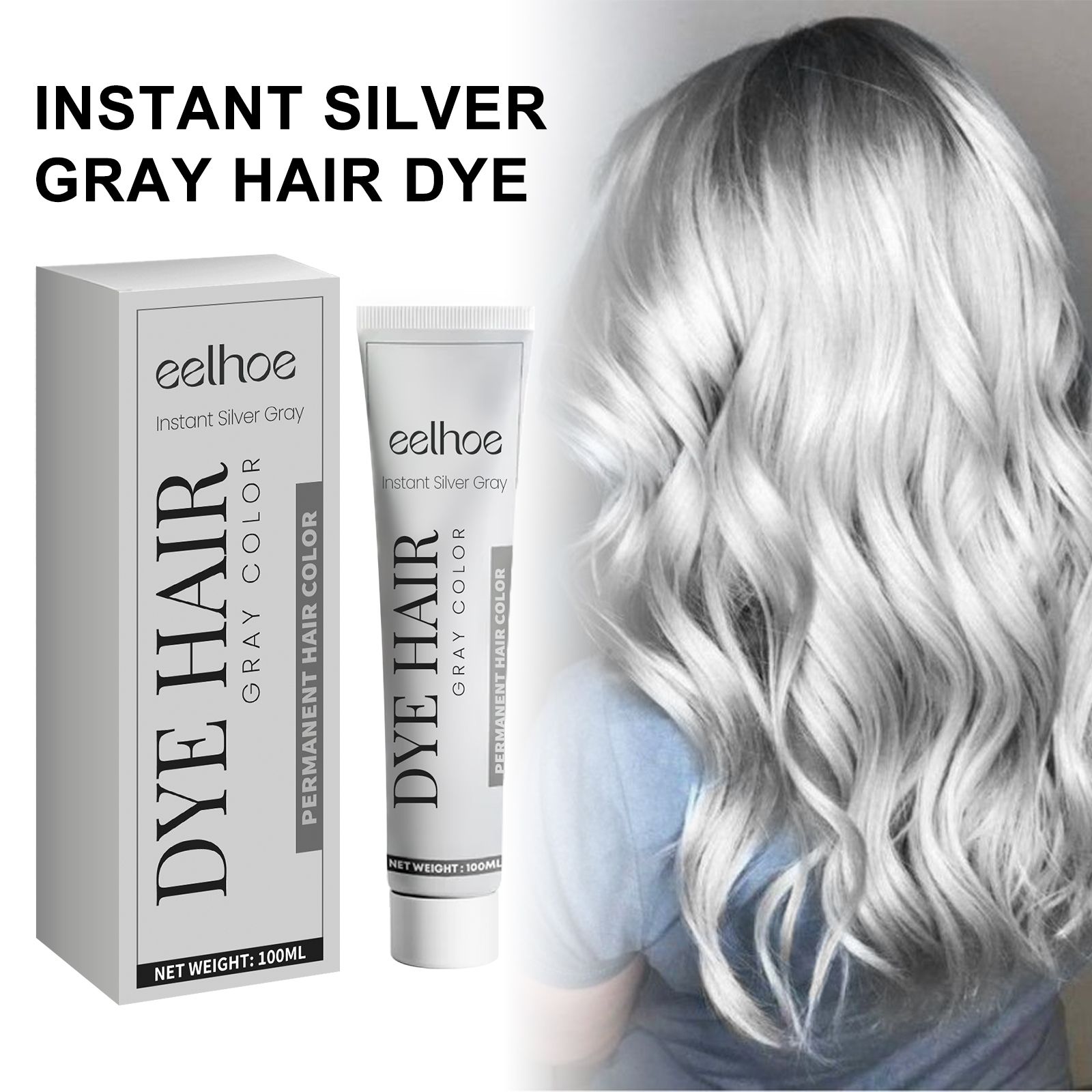 EELHOE Gray Hair Cream Natural Color Long Lasting No Damage Easy To Clean Tide Hairdresser