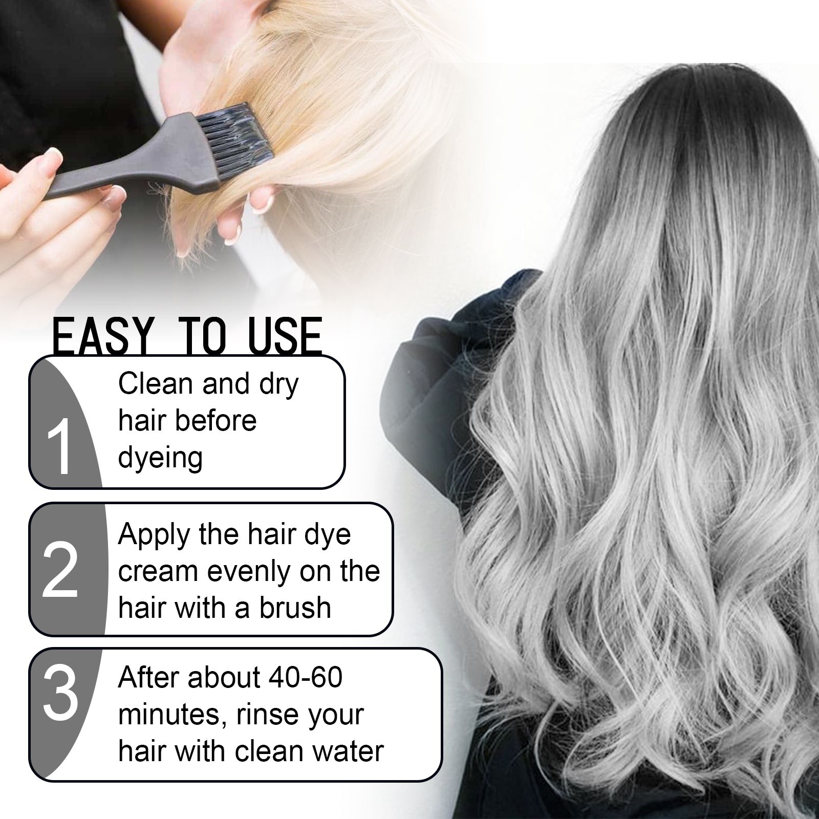 EELHOE Gray Hair Cream Natural Color Long Lasting No Damage Easy To Clean Tide Hairdresser