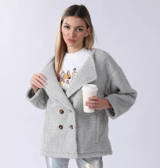 Women's Plush Jacket Grey - Shop at LoveMi