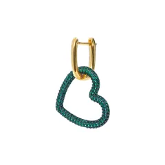 European And American Small Fragrance INS Fashion Heart-shaped Earrings Full Of Diamonds - Green - View 1