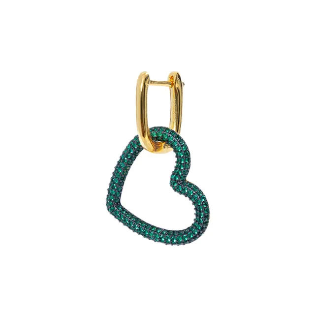 European And American Small Fragrance INS Fashion Heart shaped Earrings Full Of Diamonds Green - Shop at LoveMi