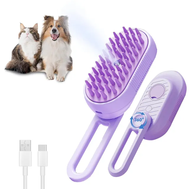 Cat Steam Brush For Shedding 3 In 1 Cat Steamy Brush Cleanser With Foldable Handle Pet Spa Brush For Cats Dogs Defur Comb For Cats Steam Brush For ... Purple - Shop at LoveMi