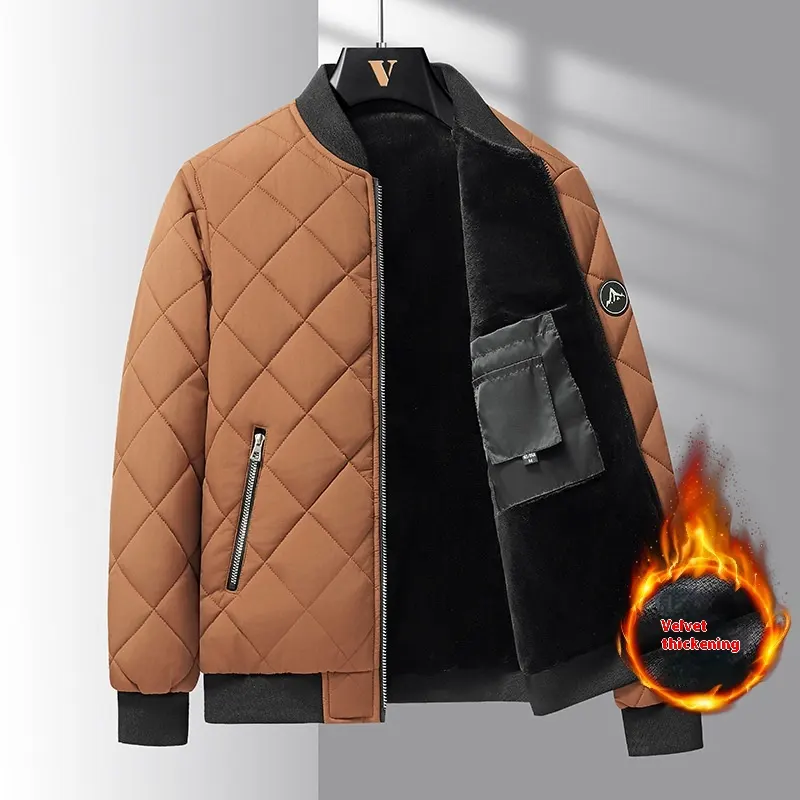 Fashion Rhombic-sewing Design Cotton Coat Winter Warm Thickened Baseball