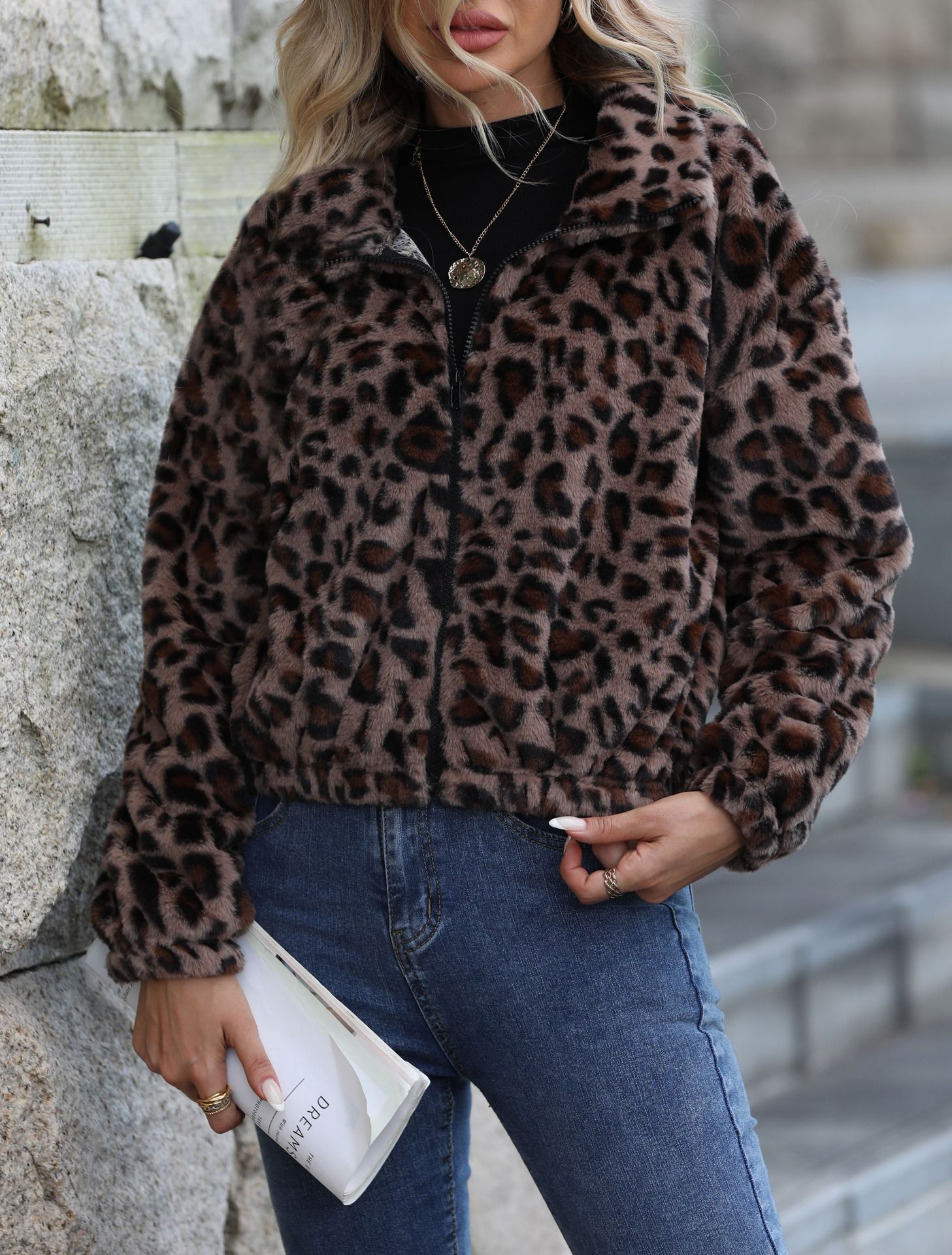Loose Zipper Long-Sleeve Jacket