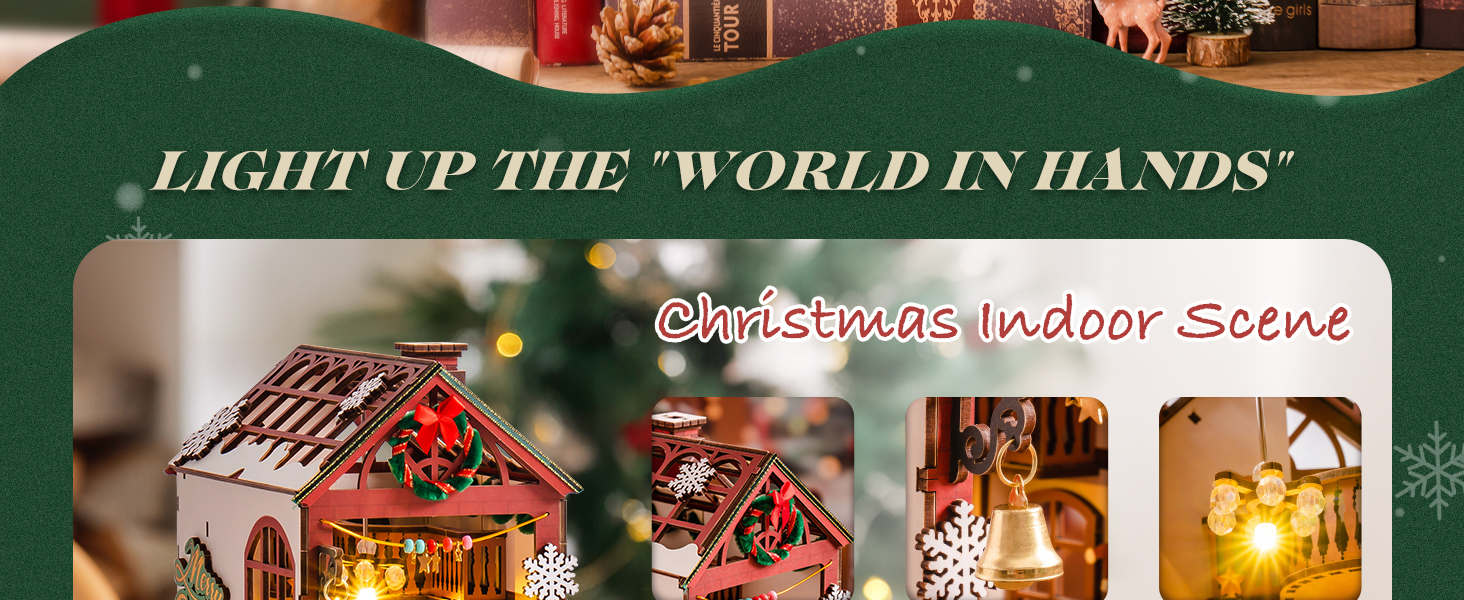 Title 2, ROBOTIME DIY Christmas Dollhouse Wood Kit Book ...