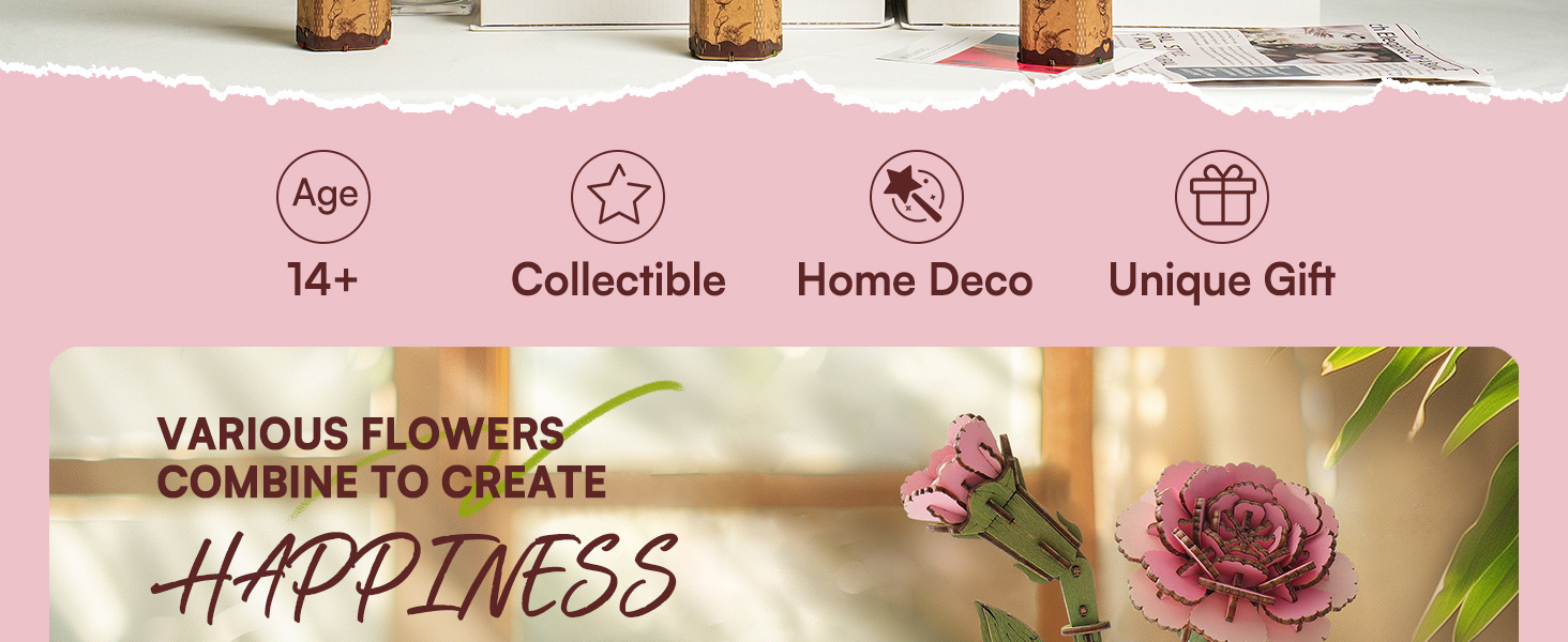 Title 1, ROBOTIME 3D slagalice Cveće Drveni modeli za od...