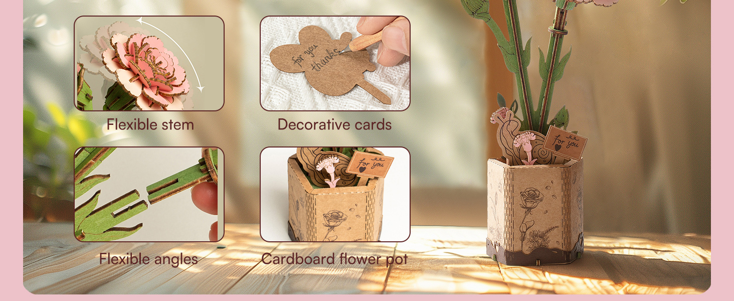 Title 2, ROBOTIME 3D slagalice Cveće Drveni modeli za od...