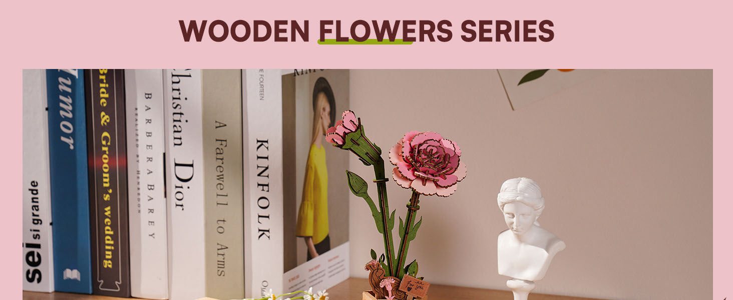 Title 3, ROBOTIME 3D slagalice Cveće Drveni modeli za od...