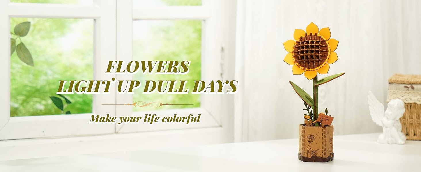 Title 3, ROBOTIME Puzzle 3D Fiori in Legno per Adulti, K...