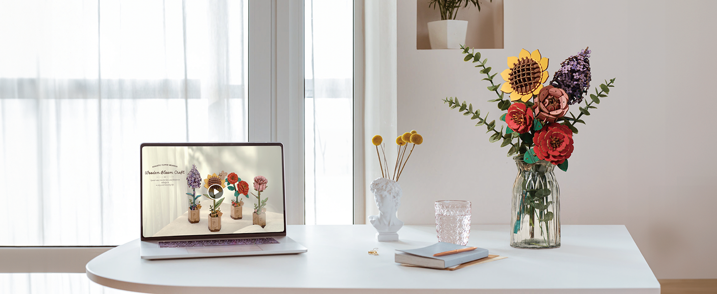 Title 4, ROBOTIME Puzzle 3D Fiori in Legno per Adulti, K...