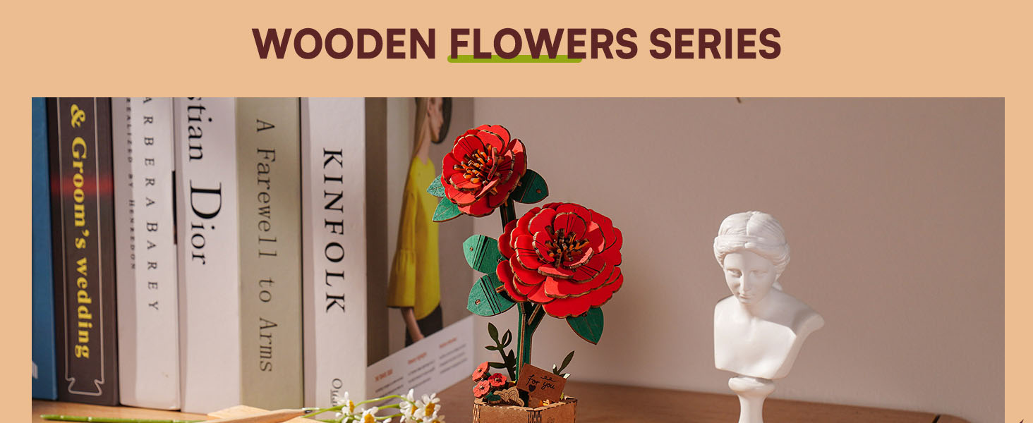 Title 3, ROBOTIME Puzzle 3D Fiori in Legno per Adulti, K...