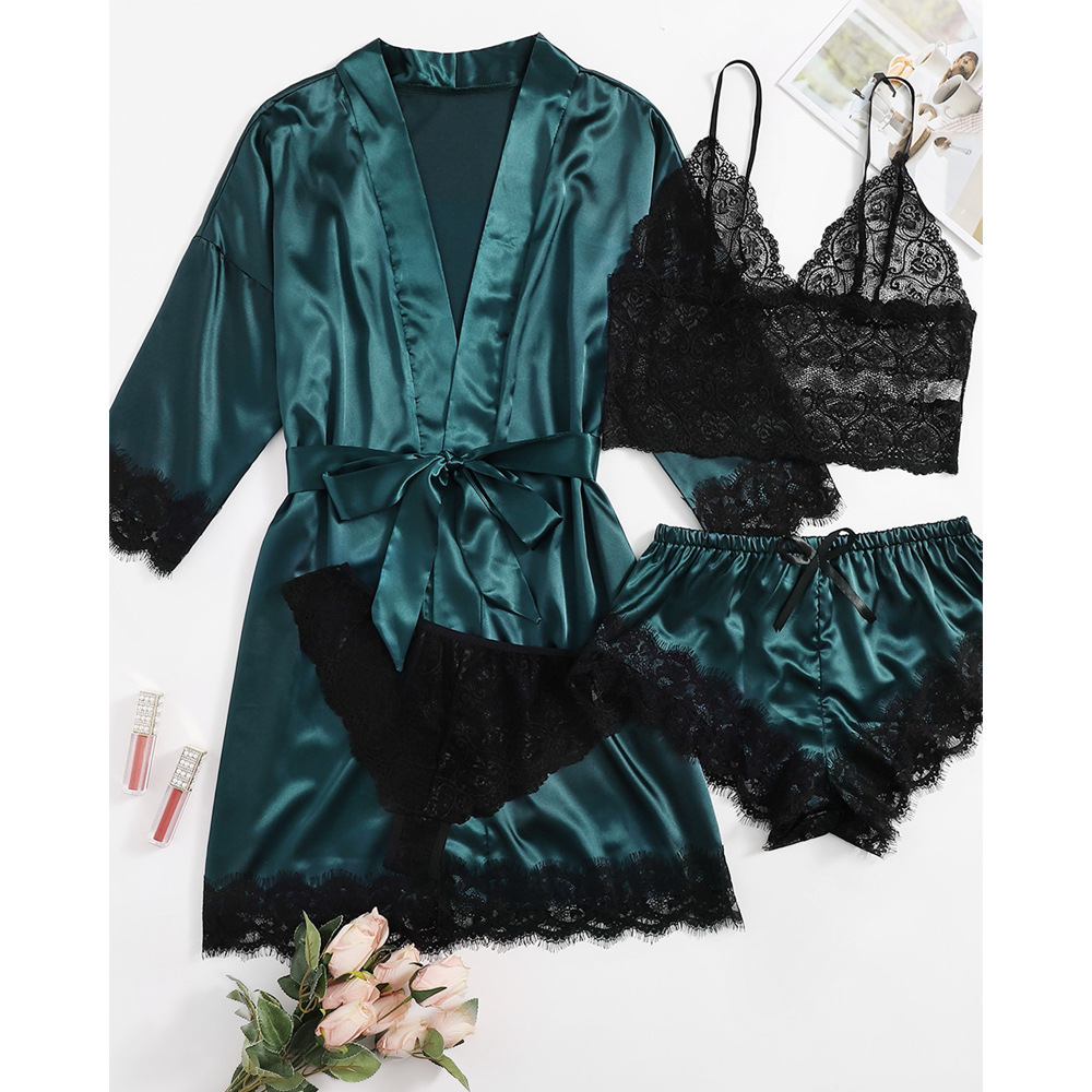 Title 3, Sexy Pajamas Four-piece Lace Sling Set With Nig...