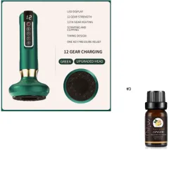 Electric Vacuum Cupping Massager For Body Anti-Cellulite Suction Cup With Essential Oil - Green Set - View 1