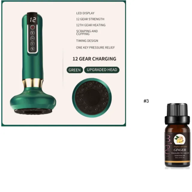 Electric Vacuum Cupping Massager For Body Anti Cellulite Suction Cup With Essential Oil Green Set - Shop at LoveMi