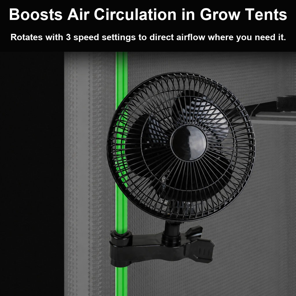 Greenhouse Clip Fan Oscillating 3 Speeds Grow Tent Fan Ventilation Ultra-Quiet
