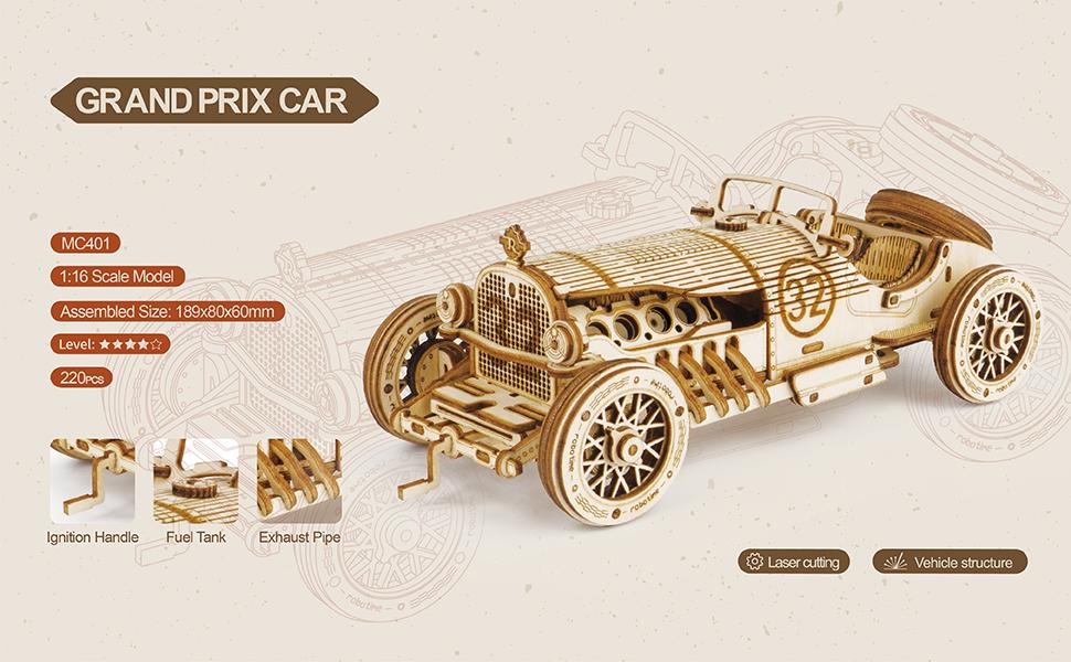 Title 3, ROBOTIME Puzzle 3D de Madeira Modelo de Carro S...