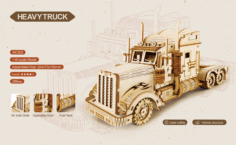 Title 5, ROBOTIME Puzzle 3D de Madeira Modelo de Carro S...