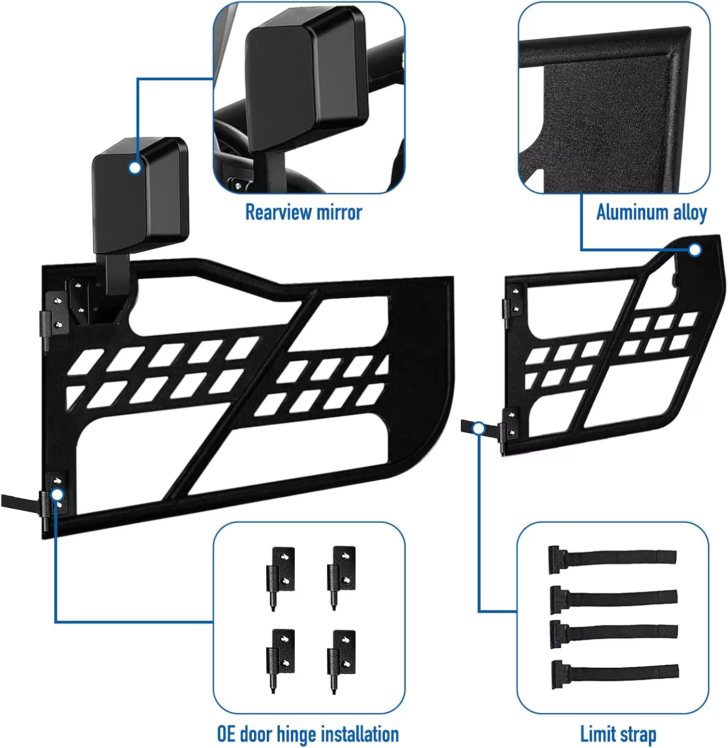 Steel Tubular Doors With Side View Mirror For Wrangler Jk Jku 4 Door 2 1850824550510759936