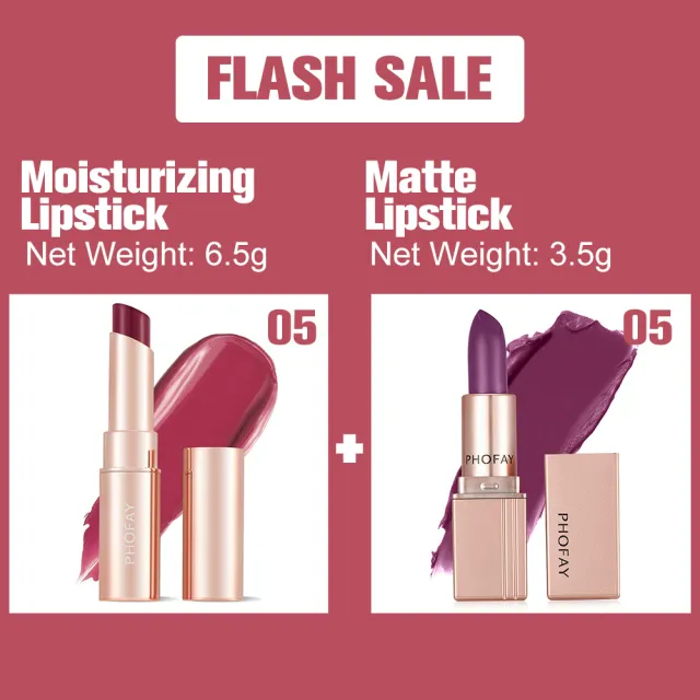 PHOFAY Moisturizing Lipstick And Matte Lipstick 05Set - Shop at LoveMi